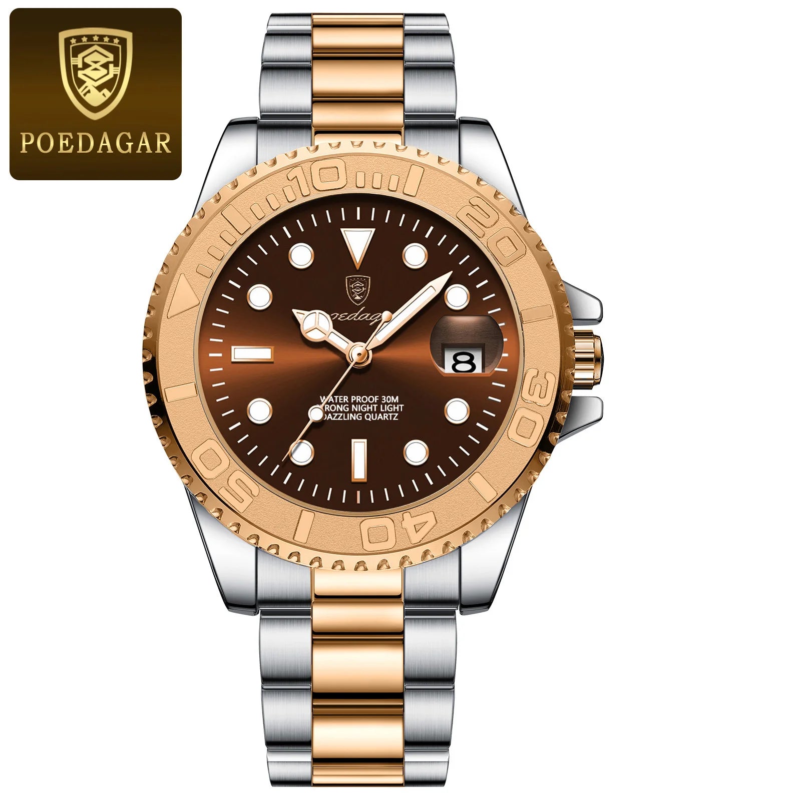 POEDAGAR Luxury Men Watch Business Quartz Man Clock Sports Waterproof Luminous Date Stainless Steel Men's Watches Male Reloj+box