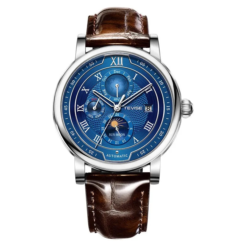 Relógio Masculino TEVISE TW8820 – Luxo Mecânico com Fase da Lua