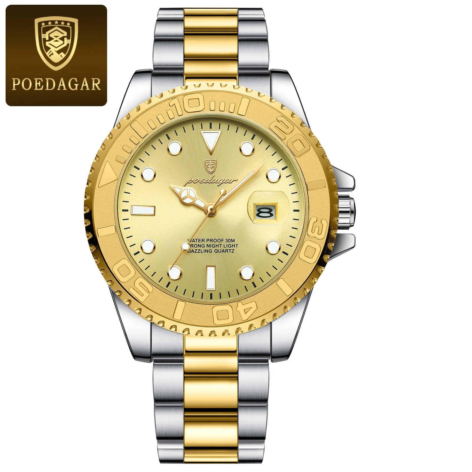 POEDAGAR Luxury Men Watch Business Quartz Man Clock Sports Waterproof Luminous Date Stainless Steel Men's Watches Male Reloj+box