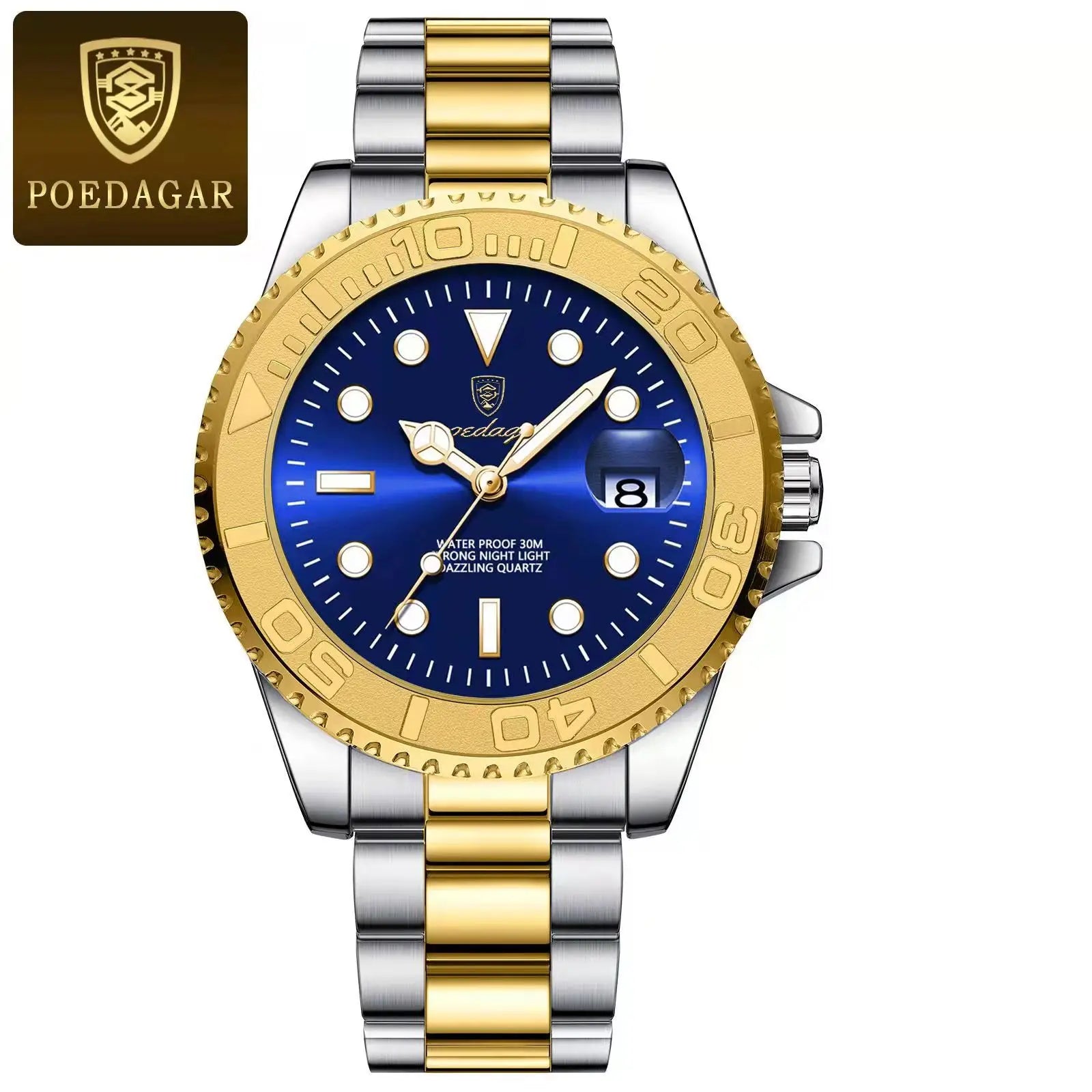 POEDAGAR Luxury Men Watch Business Quartz Man Clock Sports Waterproof Luminous Date Stainless Steel Men's Watches Male Reloj+box